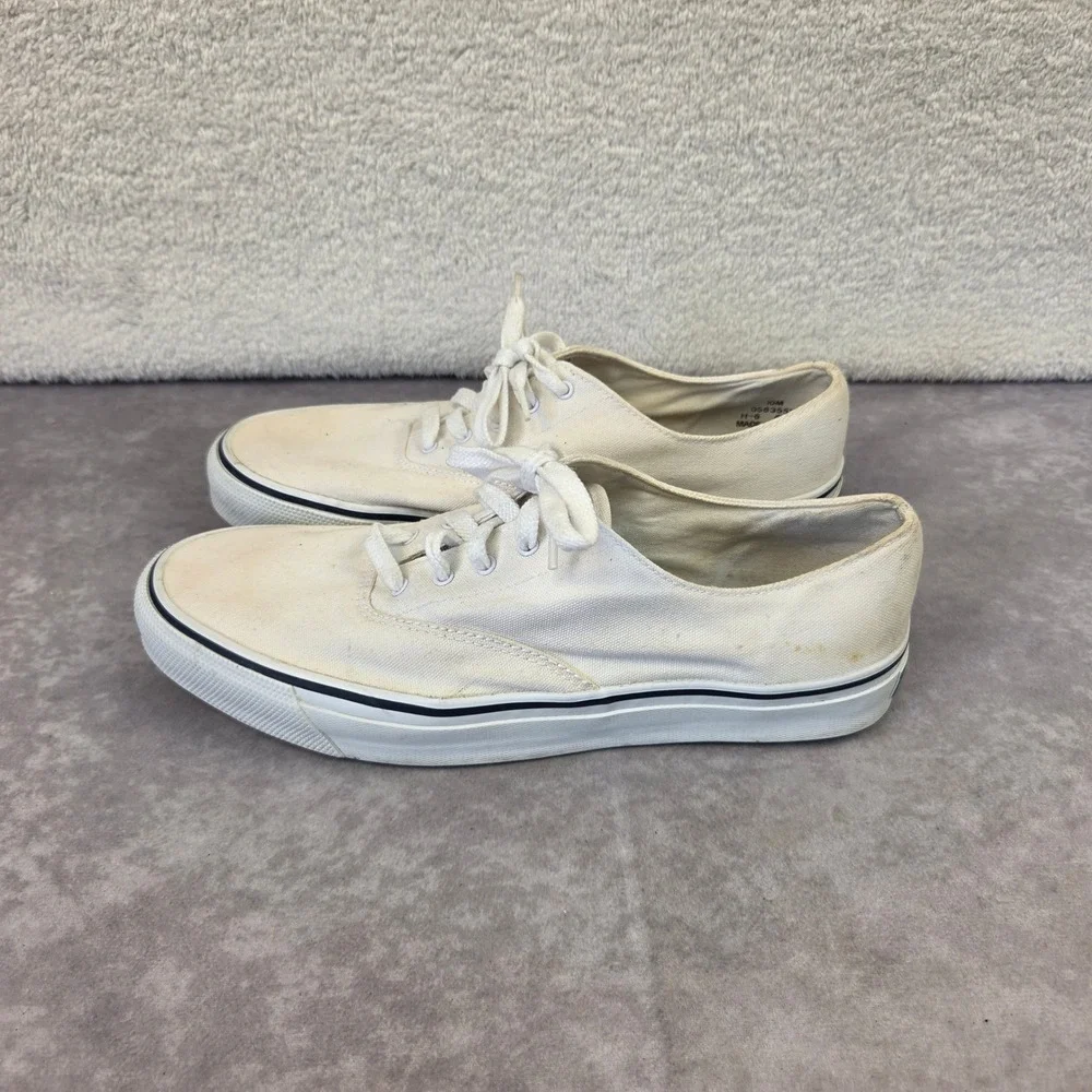 Sperry Top-Sider Marine Mens 10M Cream Canvas Low Top Sneakers 0563551
